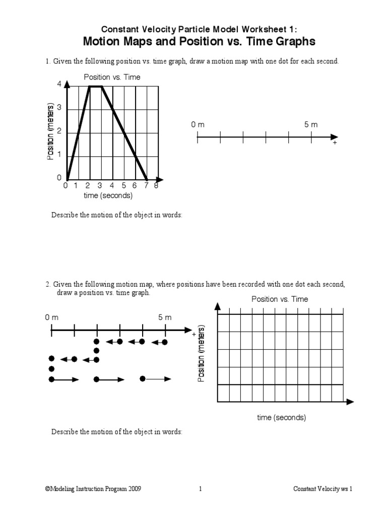 Position Vs Time Graphs and Motion Maps  PDF  Velocity  Speed Inside Motion Graph Analysis Worksheet