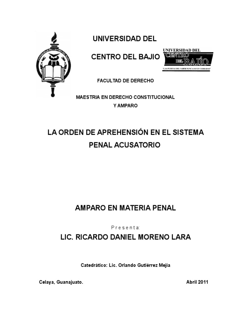 La Orden de Aprehension en El Sistema Penal Acusatorio | Delito ...