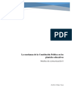 La enseñanza de la Constitución Política en los planteles educativos