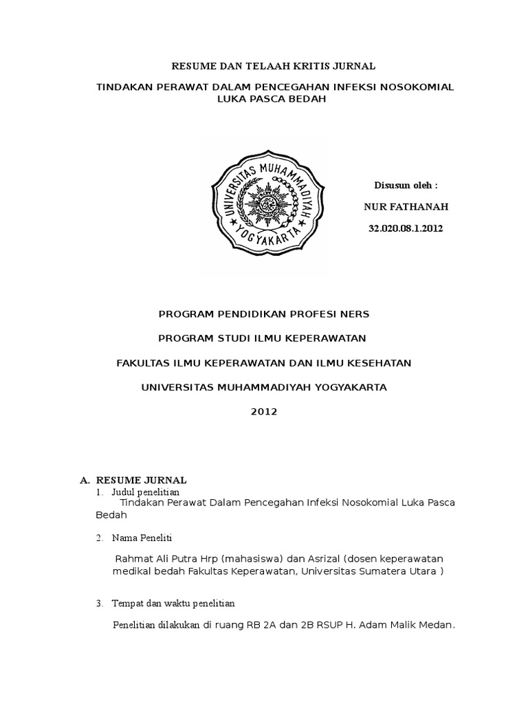TELAAH KRITIS JURNAL bedah nosokomial.doc