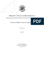 The Use of Elliptic Curves in Cryptography: Aster S Hesis in Athematics