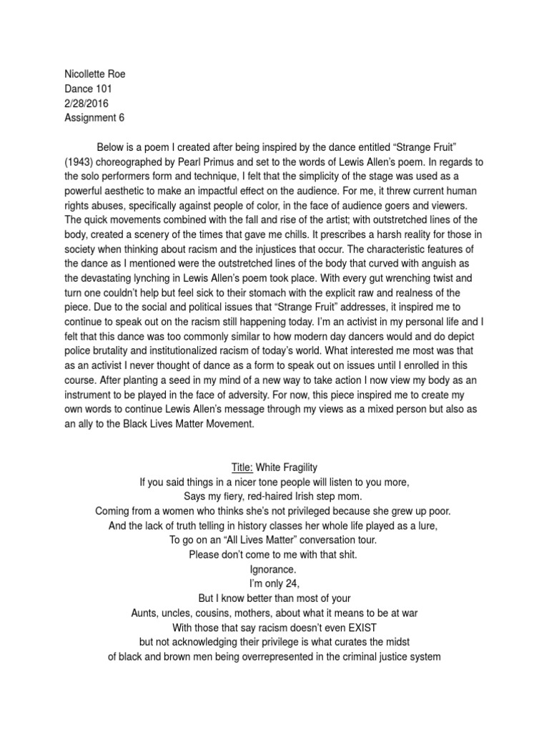 white fragility poem | Dances | Racism