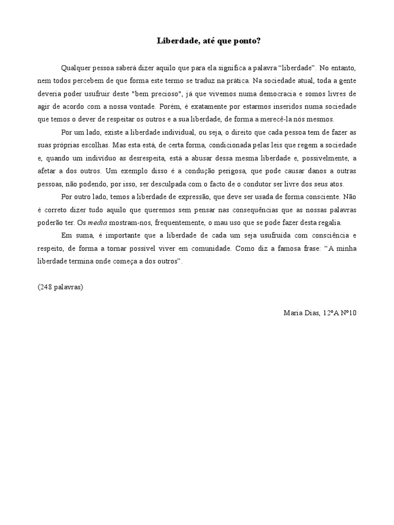 Texto Dissertativo Argumentativo Sobre Liberdade De Expressão