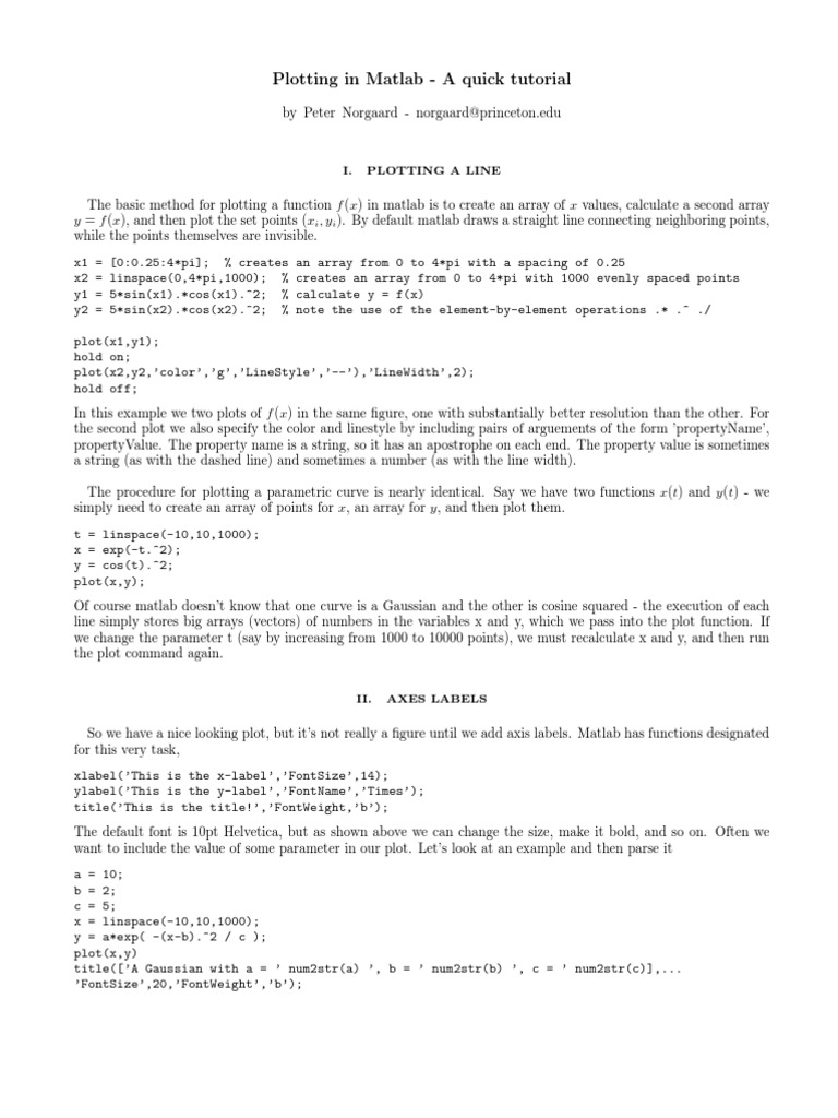 Matlab Plot Tutorial | PDF | Exponential Function | Function (Mathematics)