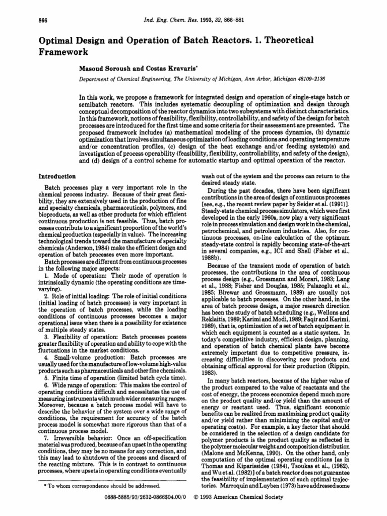 Optimal Design of Batch Reactors | PDF | Mathematical Optimization ...