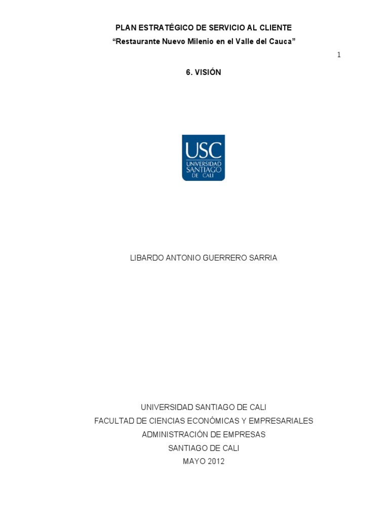 Plan Estratégico de Servicio al Cliente | PDF | Calidad (comercial ...