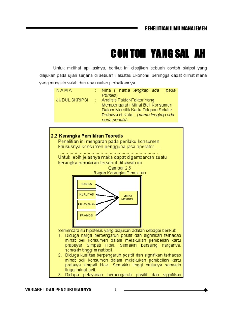 Contoh Skripsi Yang Salah