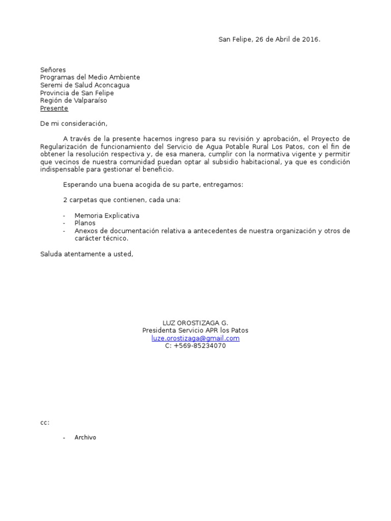 Carta Conductora Seremi de Salud