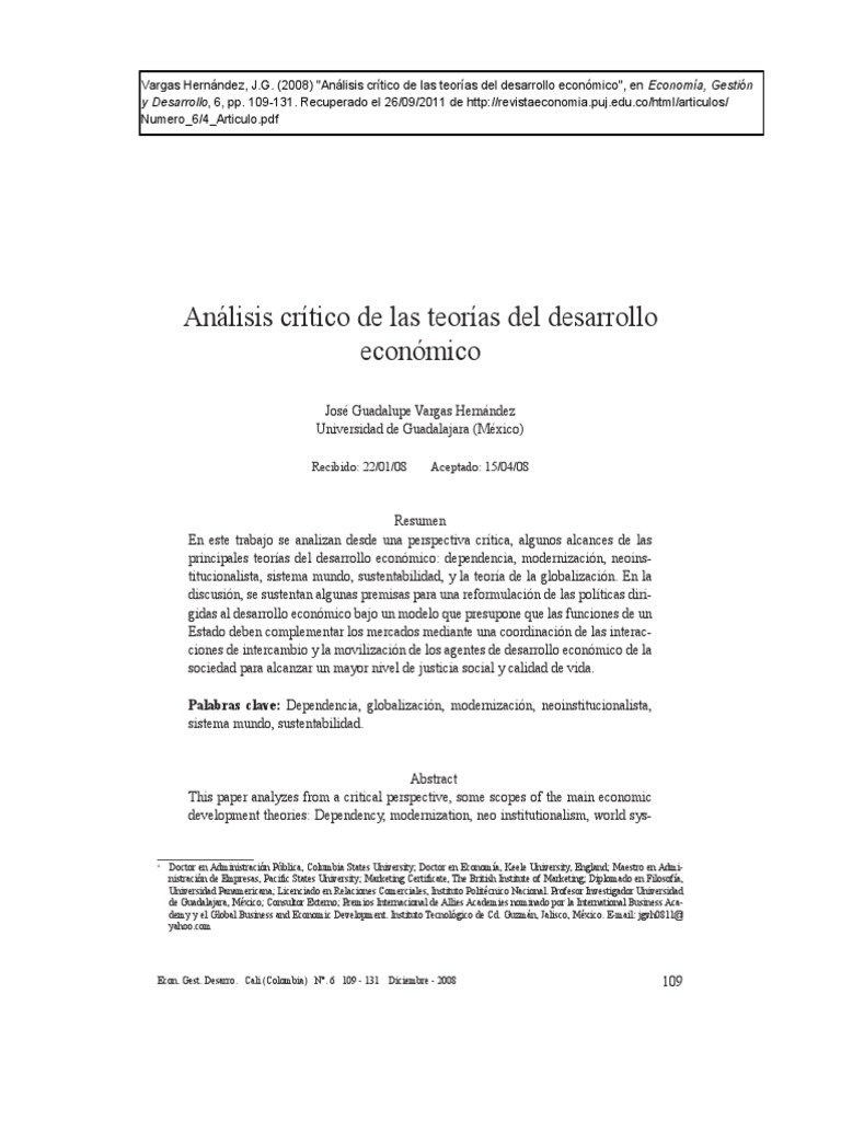 Analisis Critico de Teorias Del Desarrollo PDF | PDF | Capitalismo ...