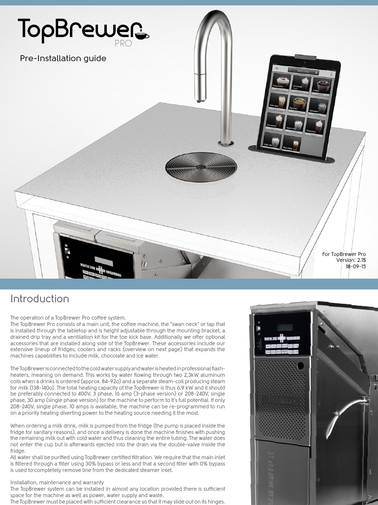 TopBrewer Pro PreInstallation Guide (Sept2015) PDF Plumbing