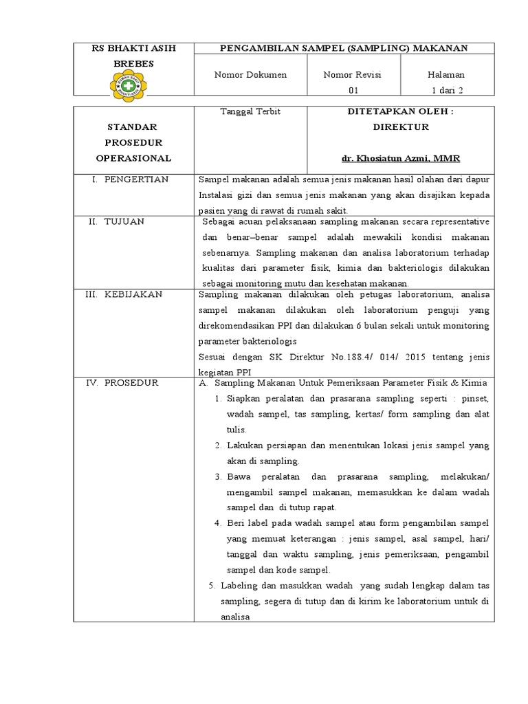 Contoh Surat Rasmi Untuk Mengambil Sampel Makanan