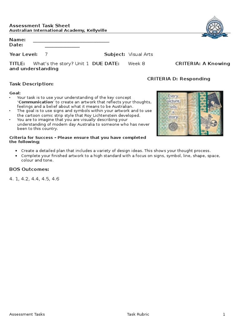 Visual Arts Assessment: What's the Story? | PDF | Rubric (Academic ...