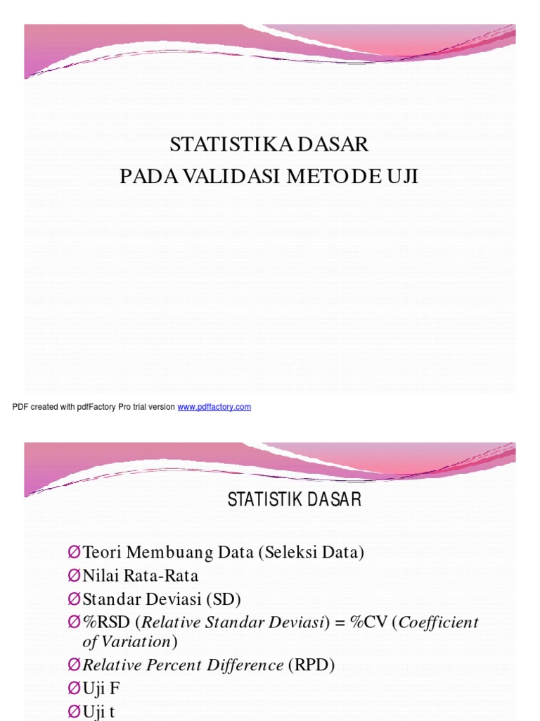 Validasi Metode Uji dengan %RSD dan RPD | PDF