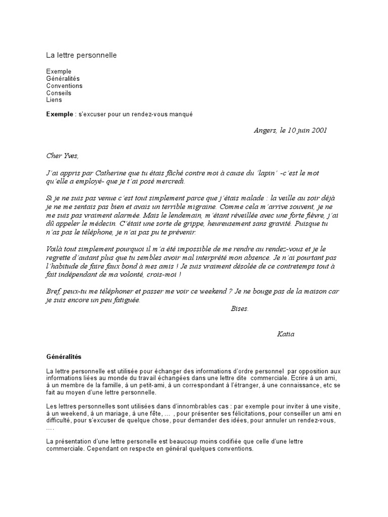 Lettre En Anglais A Un Ami Lettre Personnel Le | PDF