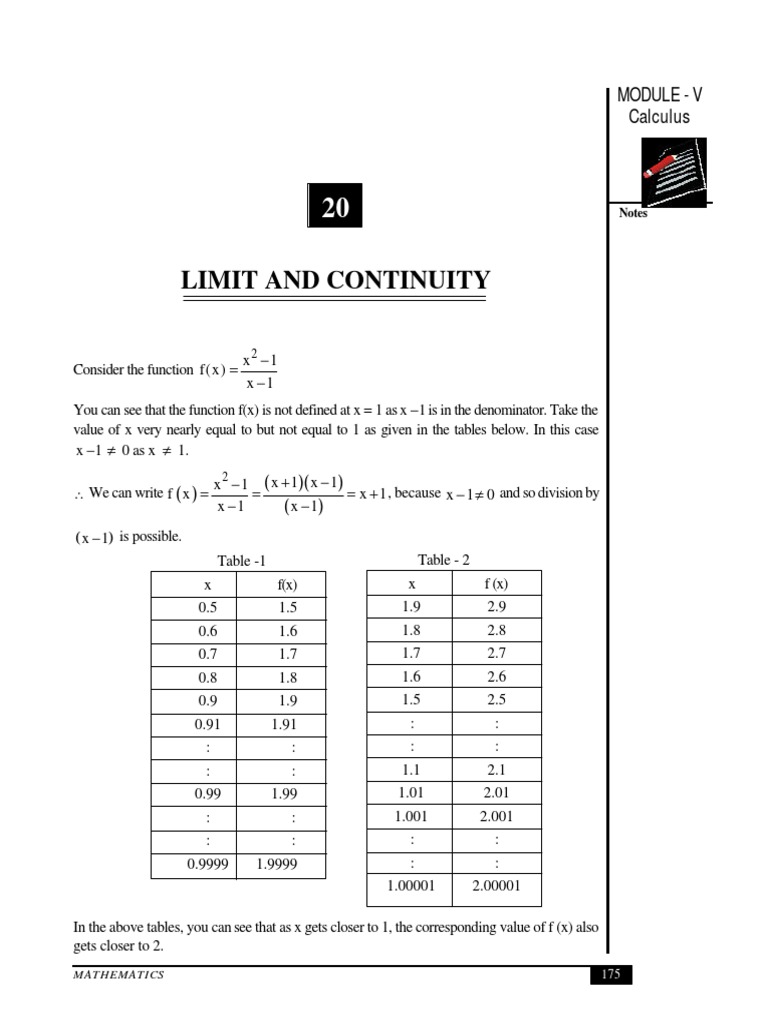 Limit and Continuity PDF | PDF | Teaching Methods & Materials | Science ...