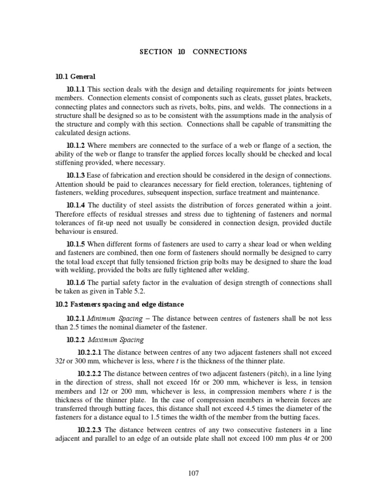 Section 10 Connections | PDF | Screw | Bending