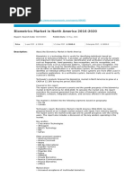 Biometrics Market in North America 2016-2020