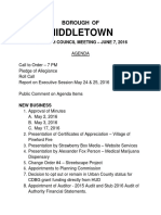 Agenda for June 7 2016 Middletown Borough Council meeting 