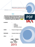 PROYECTO DE EXPORTACIÓN DE PAPA ÚNICA Y CONCHÁN PERUANA PRE FRITA, CONGELADA y CORTADAS EN TIRAS HACIA EL MERCADO DE ESTADOS UNIDOS DE AMÉRICA - CHILE