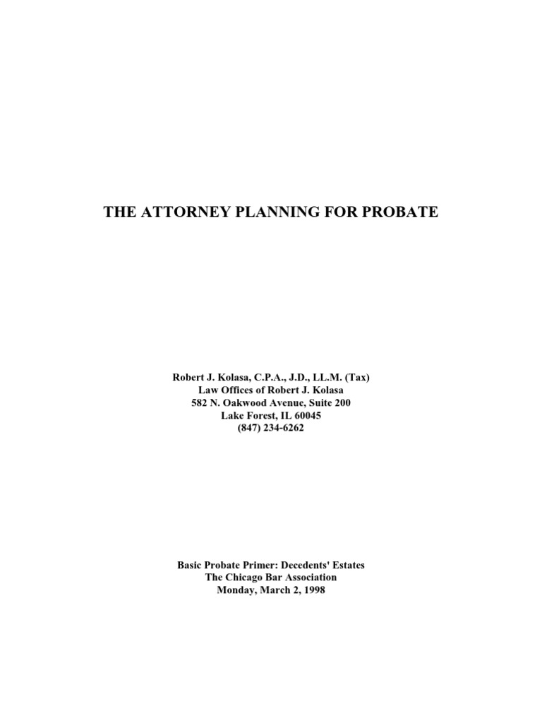 Probate Planning and Legal Considerations | PDF | Will And Testament ...