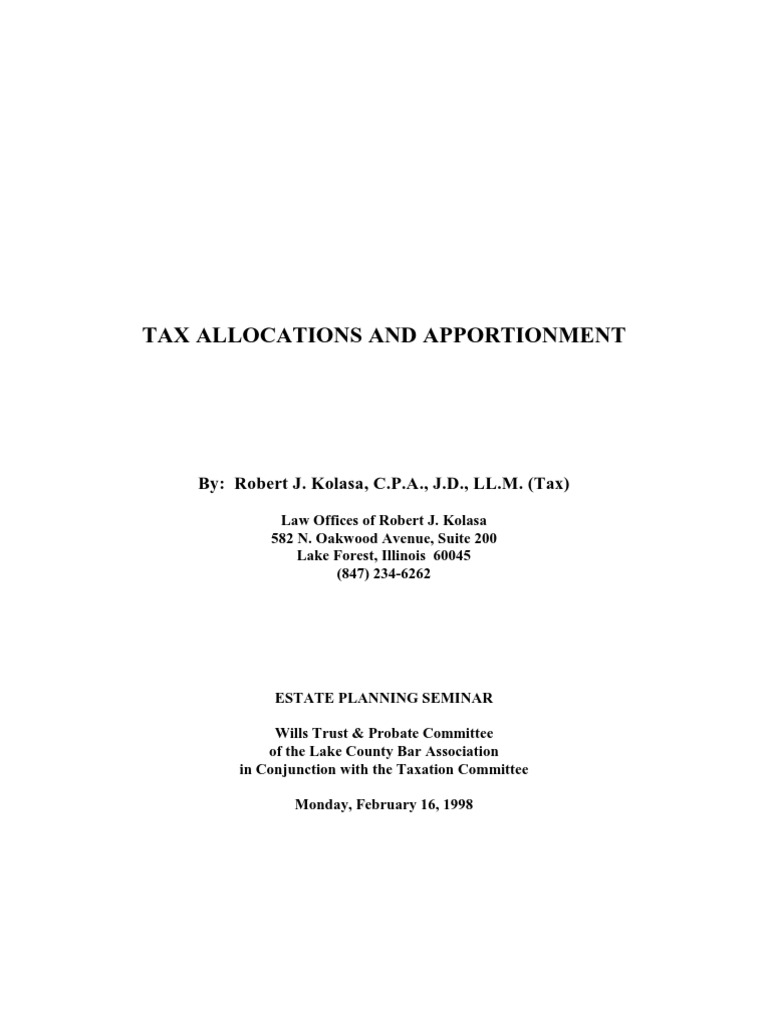 Tax Allocations and Apportionment Guide | PDF | Trust Law | Will And ...