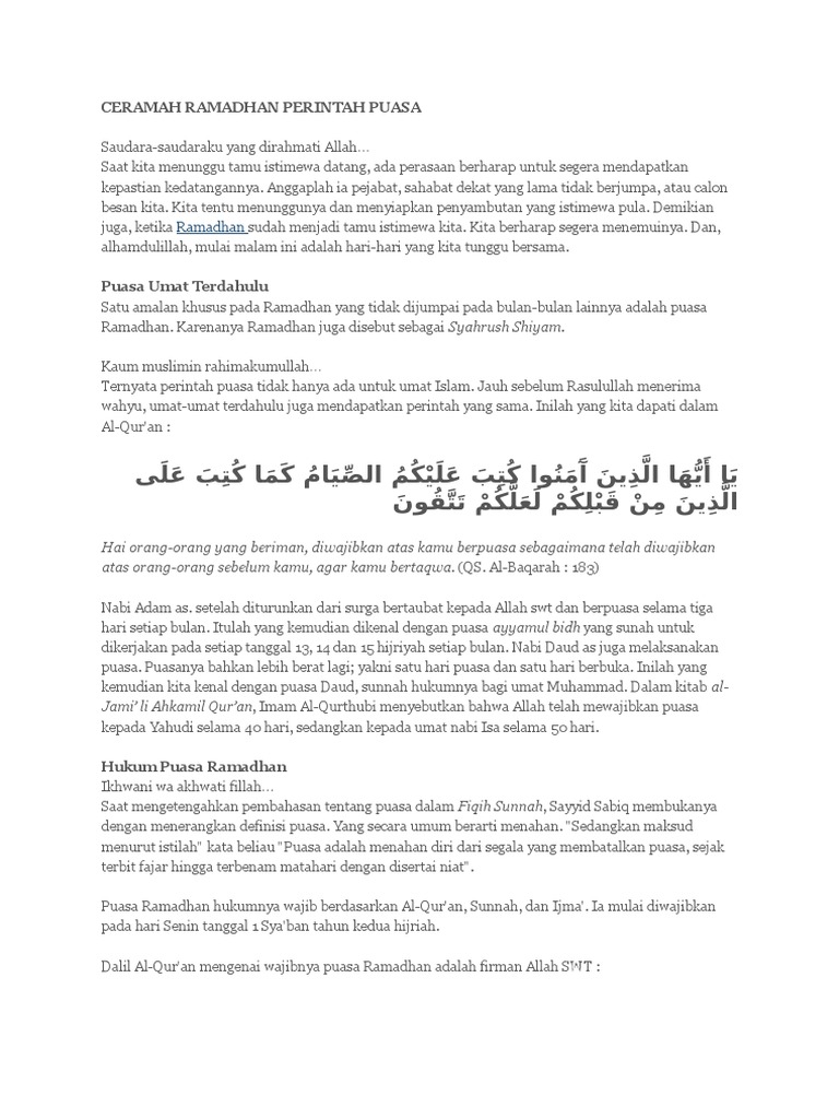 Ceramah Ramadhan Perintah Puasa