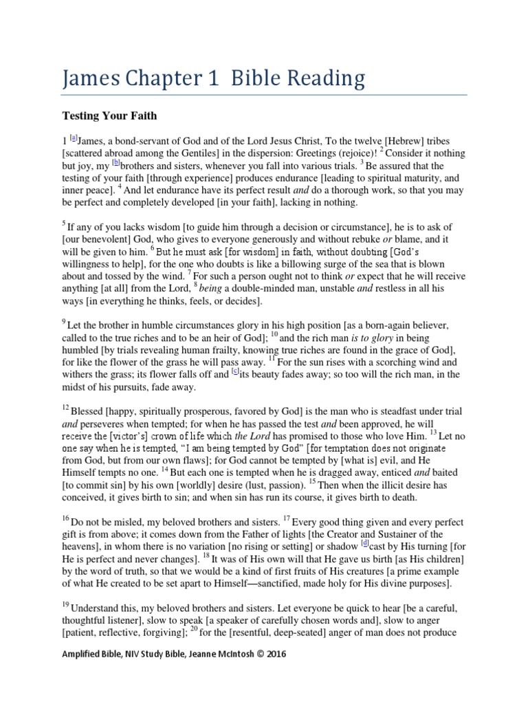 James Chapter 1 Study Guide | PDF | Wisdom | God