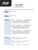 Word Blank CV Template Example 2