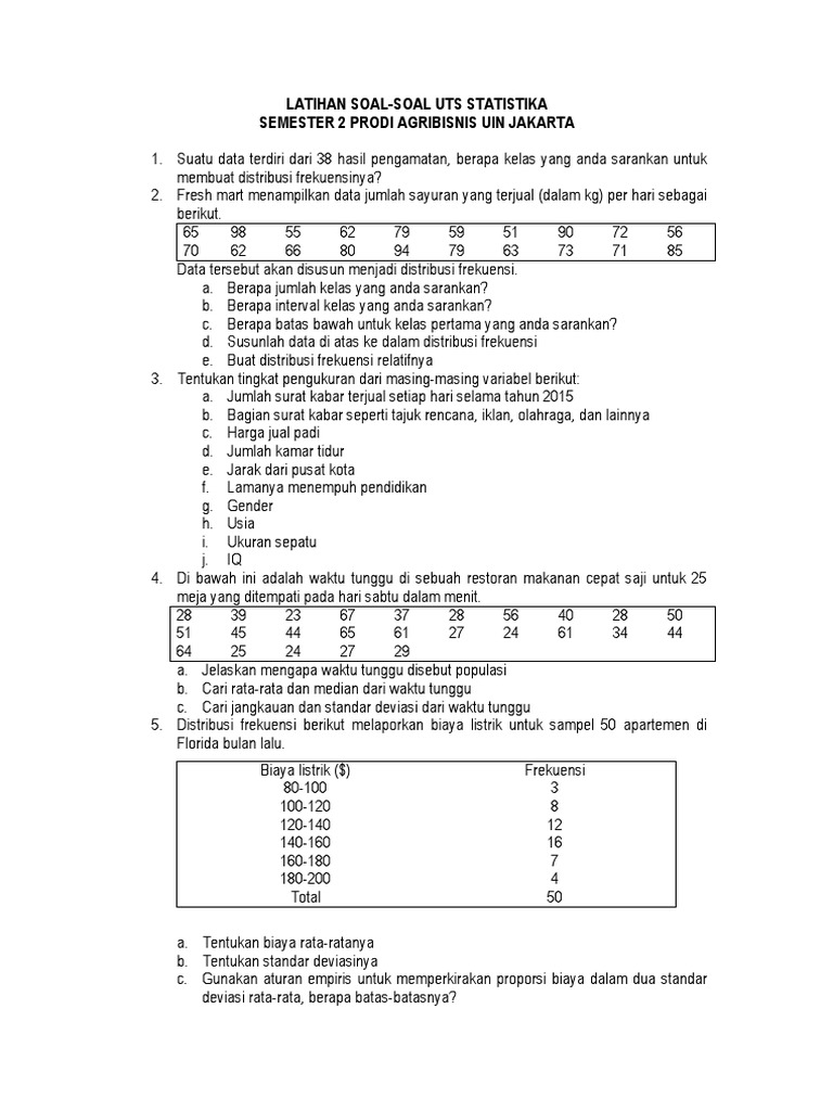 Soal Soal Latihan Uts Statistika