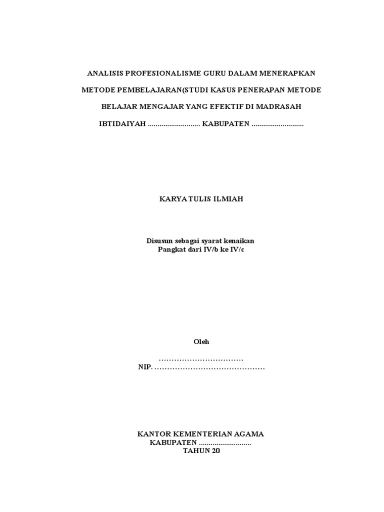 Contoh Karya Ilmiah Untuk Kenaikan Pangkat Guru Sd Seputaran Guru