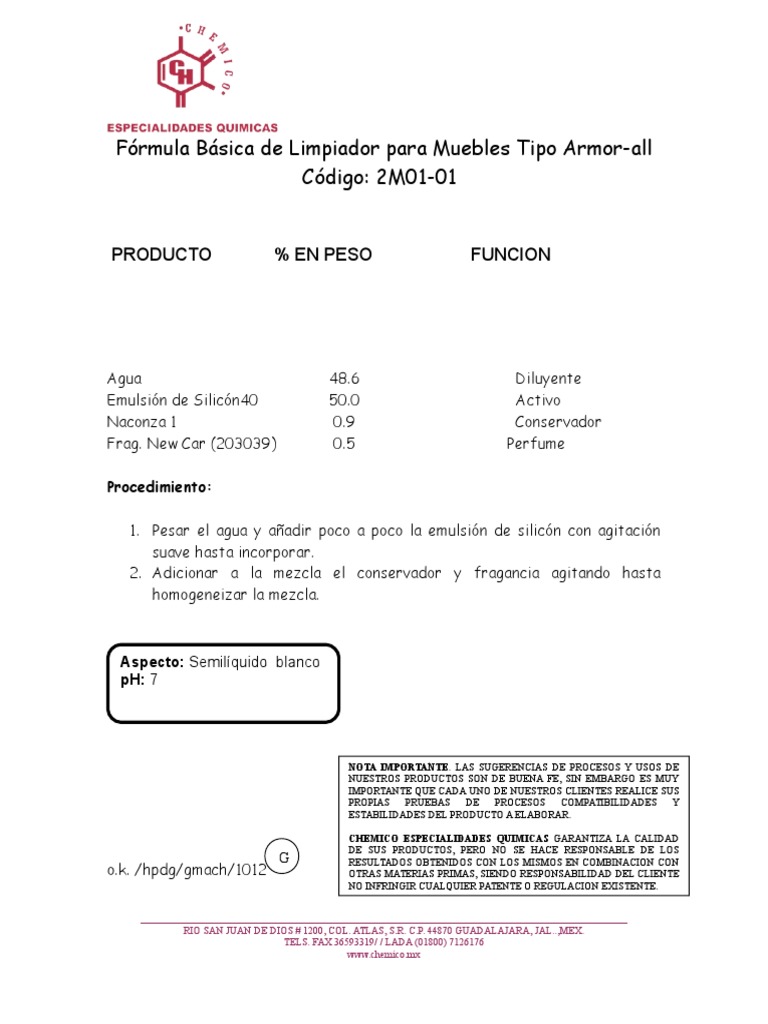 Fórmula Básica de ArmorAll. PDF