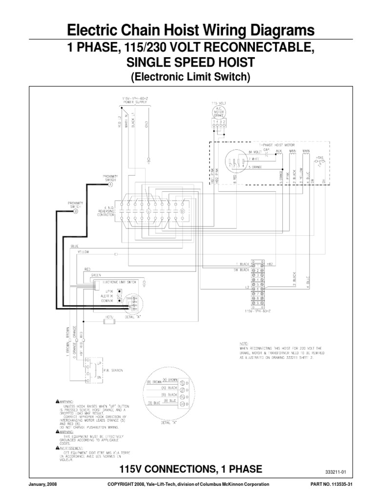 Electric Chain Hoist Wiring Diagrams 113535 31 PDF PDF