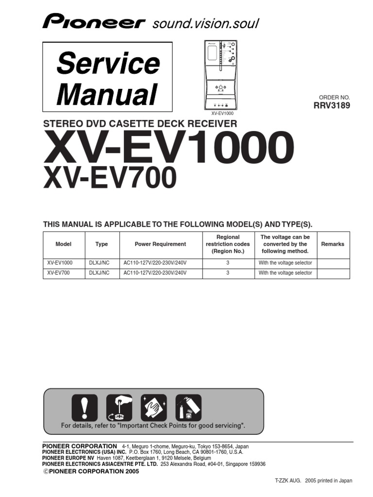 Pioneer XV-EV1000 Service Manual | PDF | Compact Disc | Laser