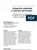 Participación Ampliada y Reforma Del Estado: Mecanismos Constitucionales de Democracia Participativa en Bolivia, Ecuador y Venezuela