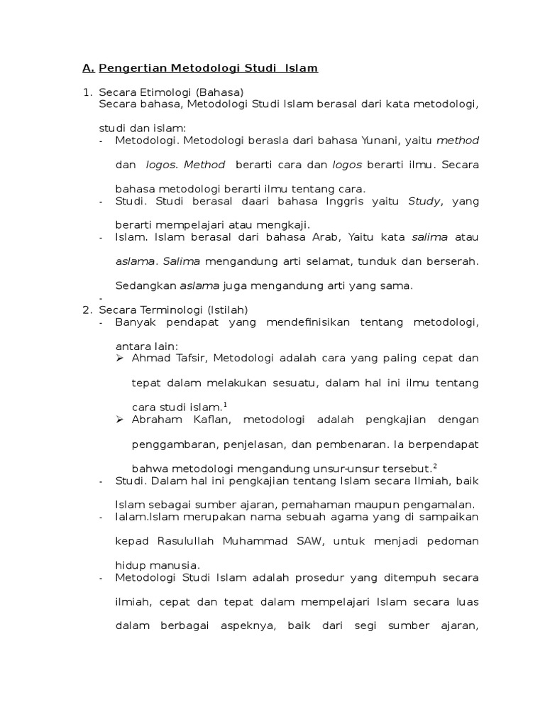 Contoh Makalah Metodologi Studi Islam