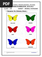 Recognise The Following Colours:: International Indian School, Riyadh Final Term Examination 2010-2011 Class: LKG