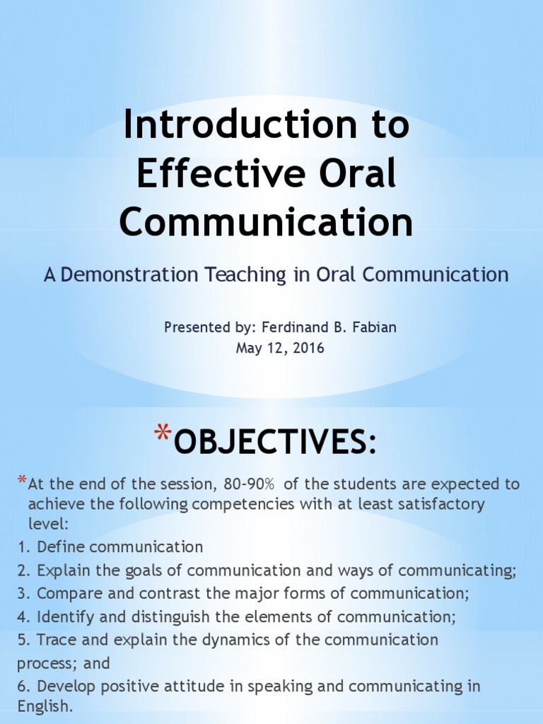 oral presentation in business communication pdf