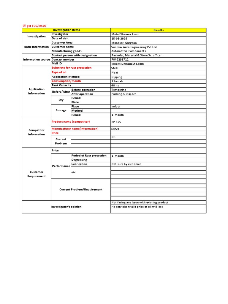 Rust Protection Oil Investigations | PDF | Rust | Industries