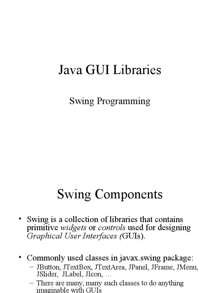 Java GUI Libraries: Swing Programming | Download Free PDF | Object ...