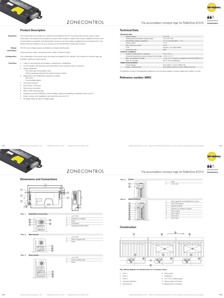 Interroll Zone Control Card PDF Switch Direct Current
