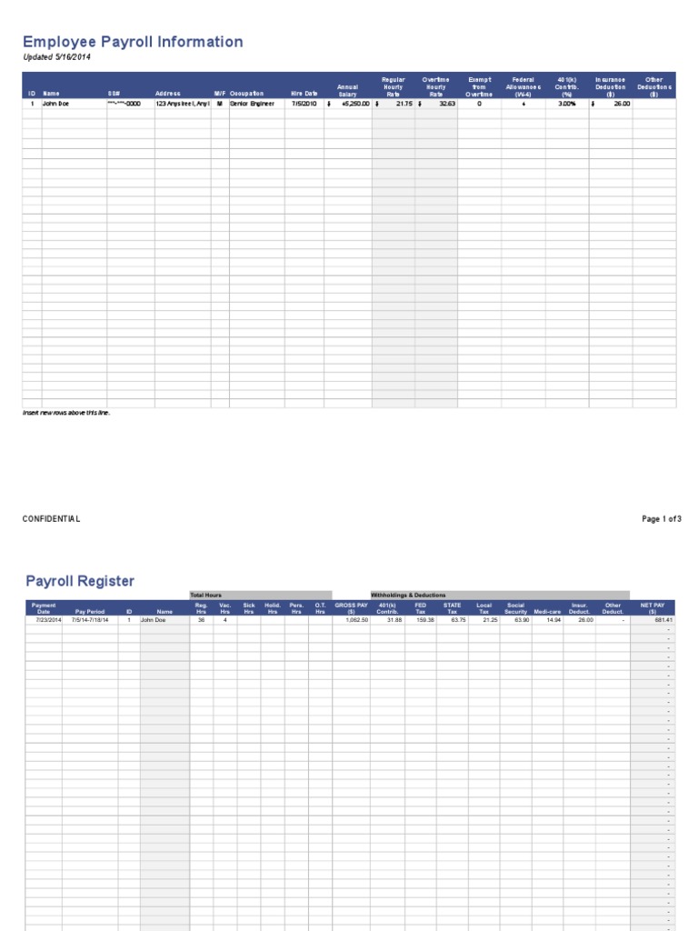 Payroll Template | PDF | Finance & Money Management