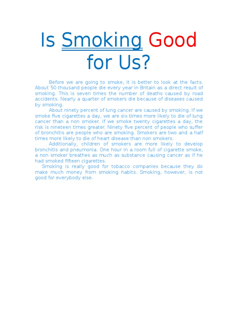 Is Smoking Good For Us Pdf Smoking Cigarette