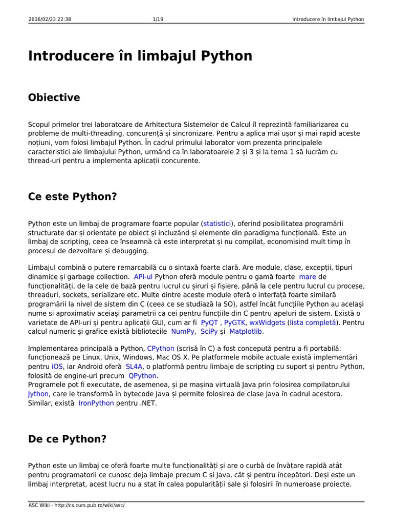 Introducere in Limbajul Python | PDF