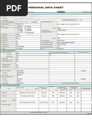 Personal Data Sheet