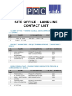 Site Office - Landline Contact List: Client Office - Tamani Global Development & Investment LLC (Tgdi)