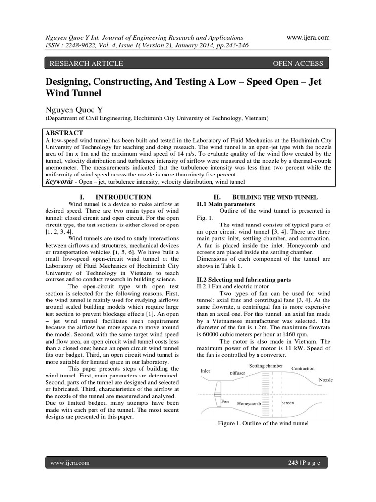 Low-Speed Open-Jet Wind Tunnel Design | PDF | Technology & Engineering