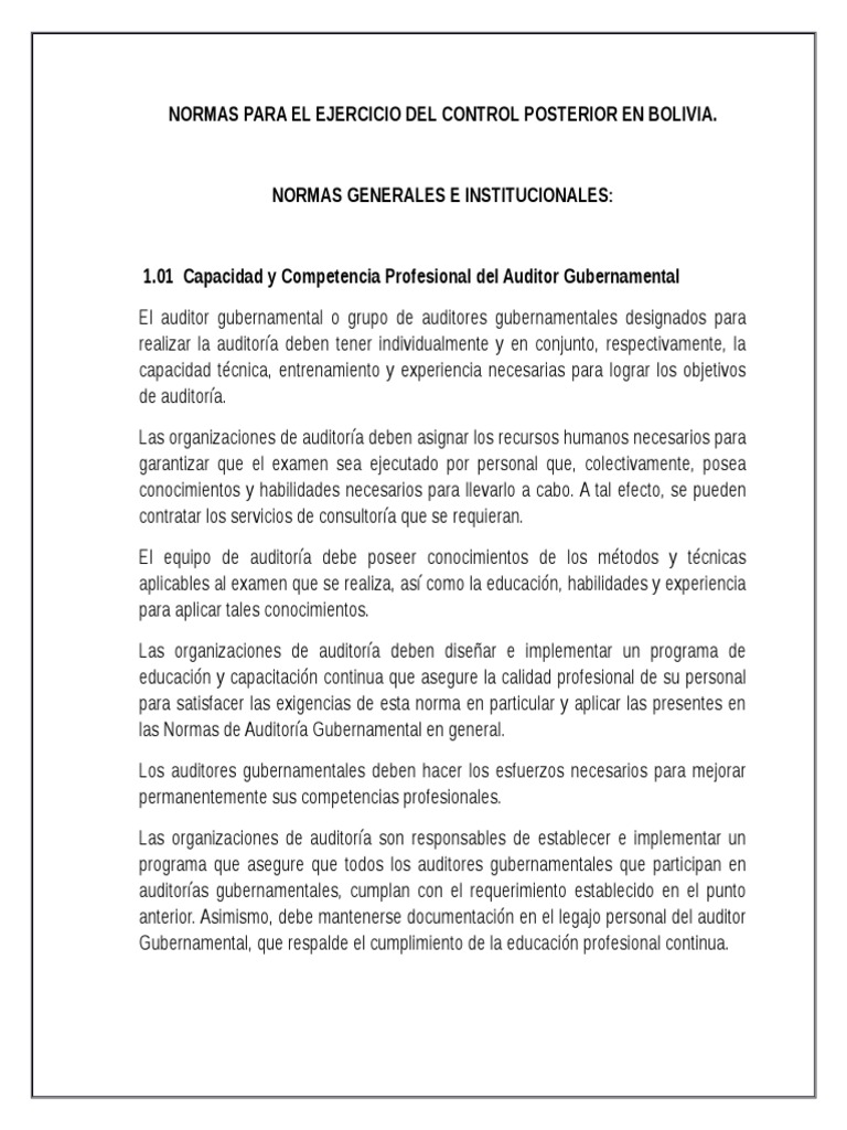 Normas Generales de Auditoría Gubernamental | PDF | Contralor ...