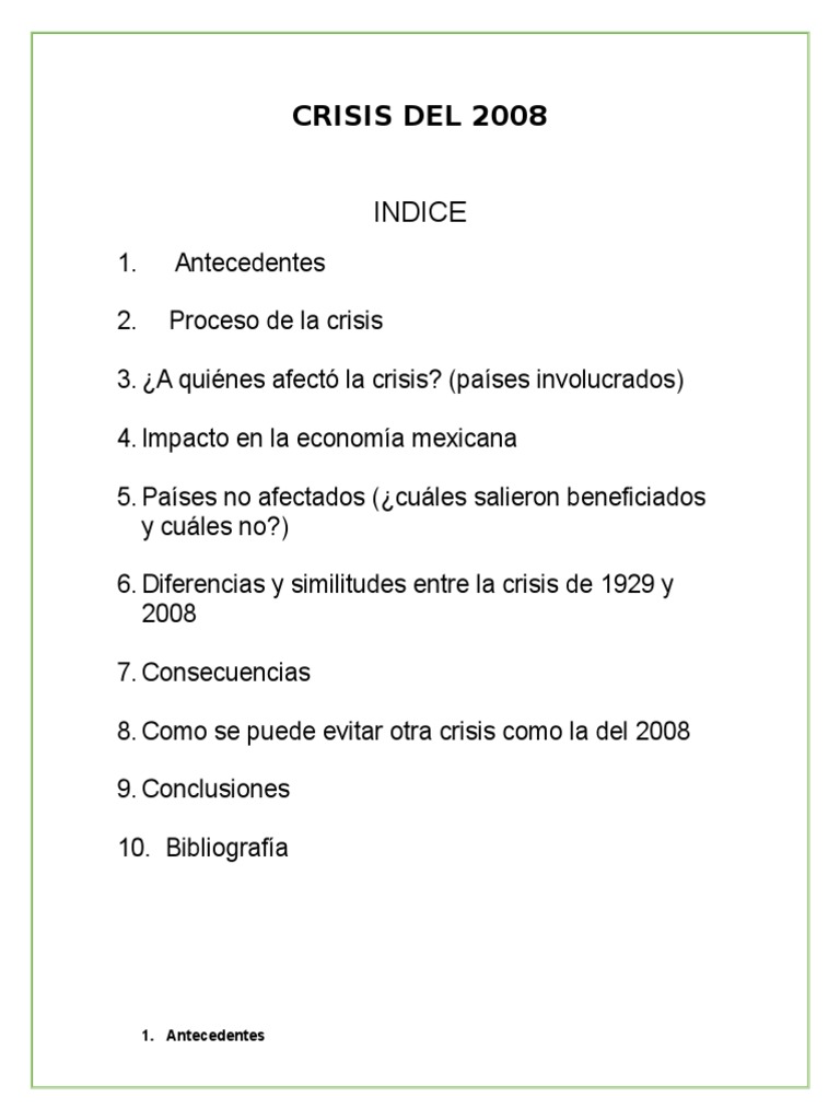 La Crisis 2008 | PDF | Gran depresion | Crisis financiera de 2007-2008