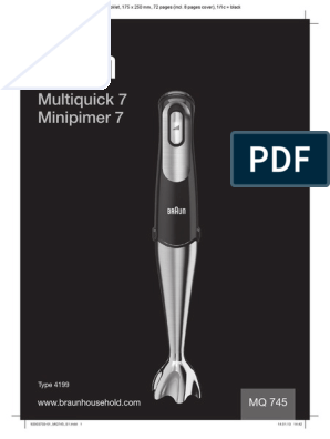 Multiquick 7 Hand Blender MQ 745 Instruction Manual PDF PDF
