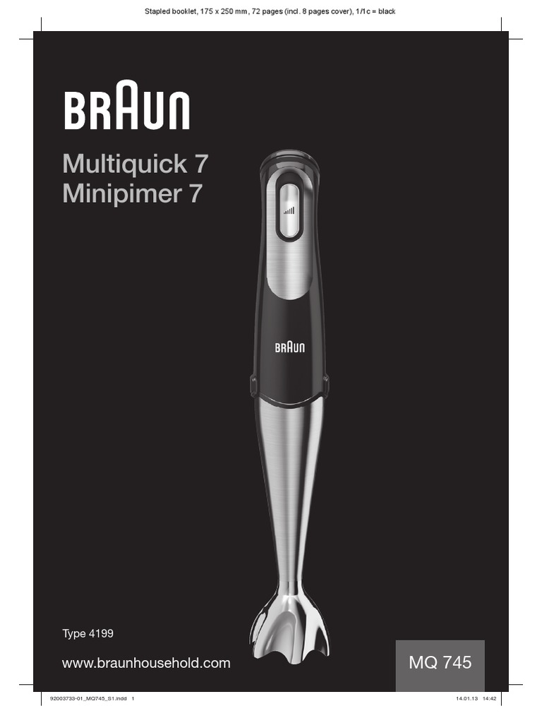 Braun Multiquick 7 Hand Blender MQ 745 Instruction Manual PDF